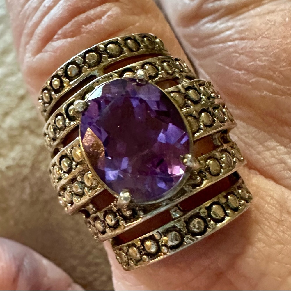 Nicky Butler Silver-Tone Ring with Purple Center Stone - Picture 2 of 9